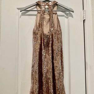 Sequin Rose Gold Mini Dress